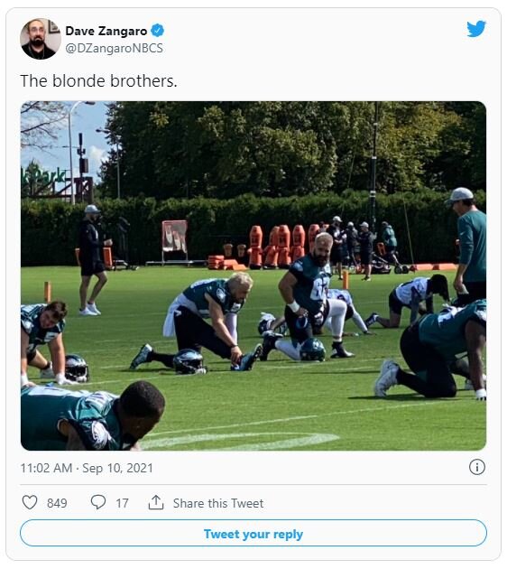Kelce reveals bet with Ertz that led to his blonde hair