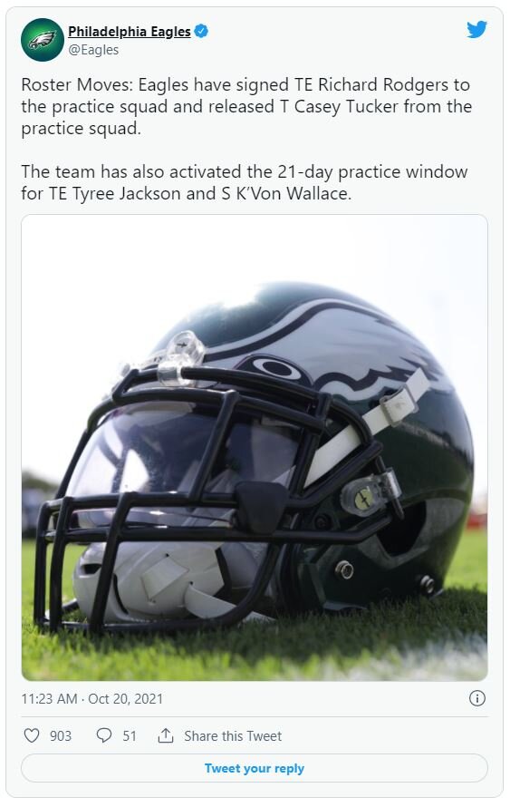 Eagles announce 2 more roster moves ahead of Week 7 vs. Raiders