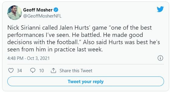 Nick Sirianni calls Jalen Hurts’ game vs. Chiefs one of the best performances he's ever seen