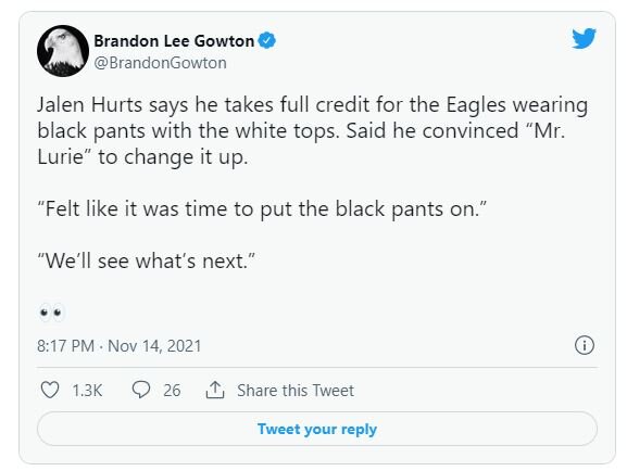 The Eagles are using their new road look again
