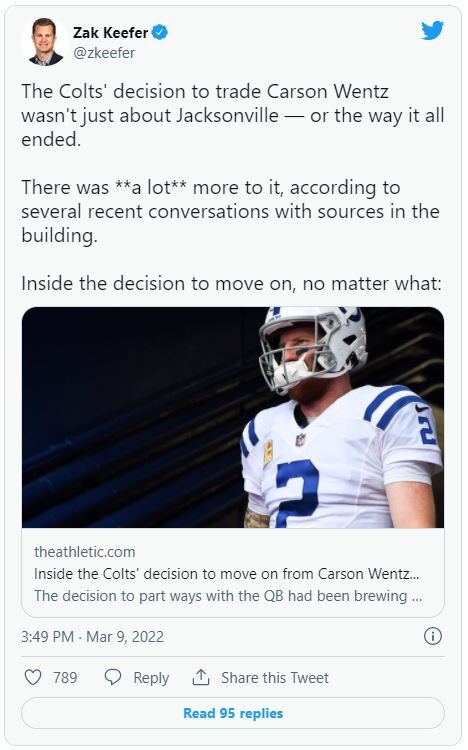 Unflattering Report About Carson Wentz Emerges After Trade