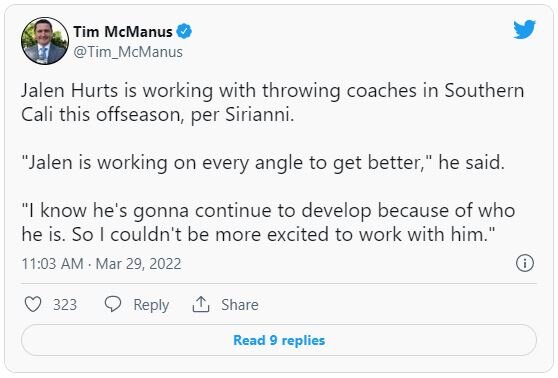 EAGLES NEWS: JALEN HURTS WORKING WITH NEW THROWING COACHES THIS OFFSEASON