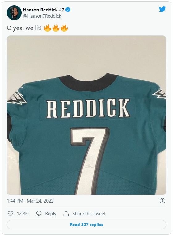 Reddick picks a jersey number suitable for a ‘weapon’