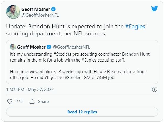 Report: Eagles to hire Brandon Hunt to scouting department