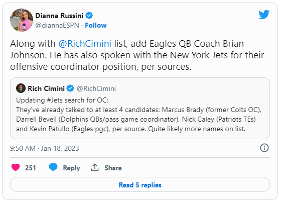 Jets reportedly sniffing around another Eagles coach for OC job