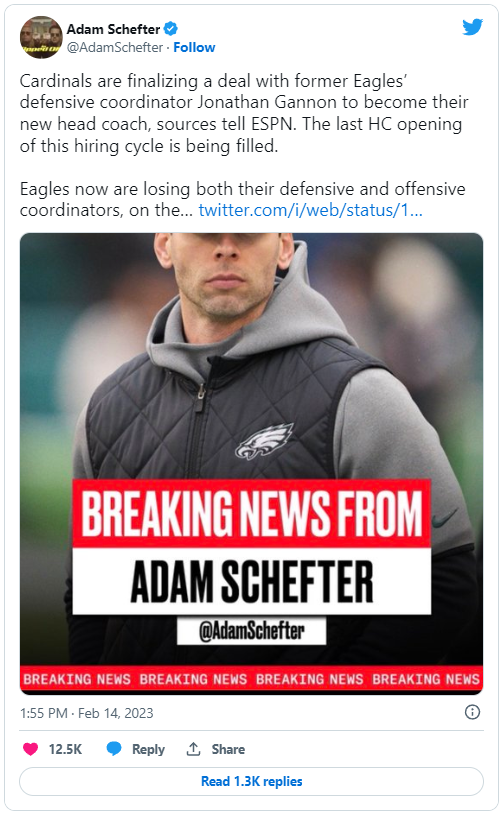 Report: Eagles DC Jonathan Gannon to become Cardinals' new head coach