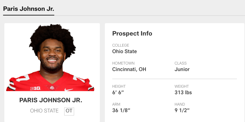 Paris Johnson Jr. (Ohio State OT) -- DRAFTED BY ARIZONA #6