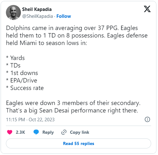 Eagles Shutdown the Dolphins