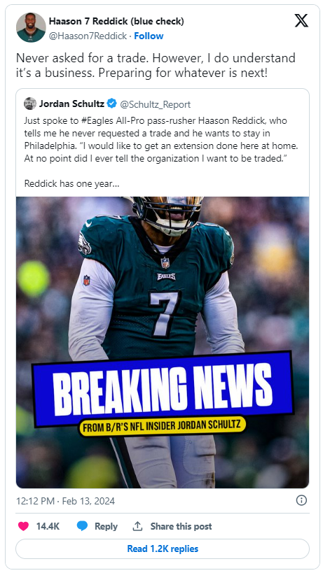 Haason Reddick denies he requested trade, still wants more $$$$$