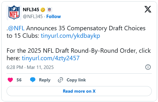 Eagles' 2025 draft picks set after compensatory picks awarded