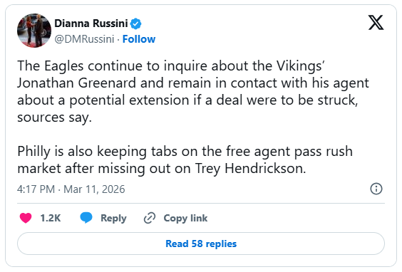 Report: Eagles keep inquiring about Vikings pass rusher Jonathan Greenard
