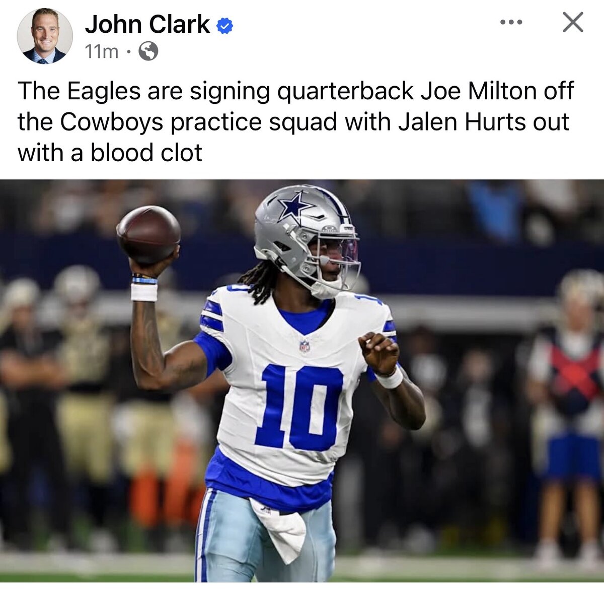 Eagles Sign QB Joe Milton (Off Dallas’ Practice Squad)